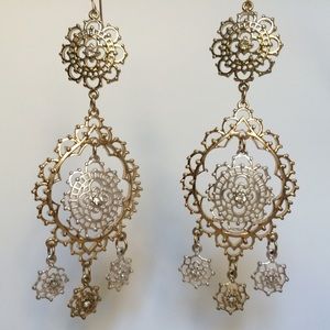 New Two Tone Chandelier Earrings